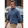 COOFANDY Men’s Sweater Crewneck Pullover Waffle Knit Long Sleeve Sweaters(Denim Blue)