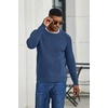 COOFANDY Men’s Sweater Crewneck Pullover Waffle Knit Long Sleeve Sweaters(Denim Blue)