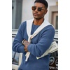 COOFANDY Men’s Sweater Crewneck Pullover Waffle Knit Long Sleeve Sweaters(Denim Blue)