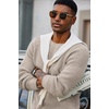 COOFANDY Men’s Sweater Crewneck Pullover Waffle Knit Long Sleeve Sweaters(Khaki)