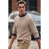 COOFANDY Men’s Sweater Crewneck Pullover Waffle Knit Long Sleeve Sweaters(Khaki)