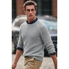 COOFANDY Men’s Sweater Crewneck Pullover Waffle Knit Long Sleeve Sweaters(Light Grey)