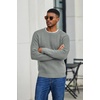 COOFANDY Men’s Sweater Crewneck Pullover Waffle Knit Long Sleeve Sweaters(Light Grey)