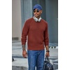 COOFANDY Men’s Sweater Crewneck Pullover Waffle Knit Long Sleeve Sweaters(Wine Red)