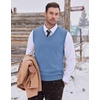 COOFANDY Men’s Sweater Vest Wool Blended Casual Sleeveless Knit Pullover(Blue)