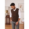 COOFANDY Men’s Sweater Vest Wool Blended Casual Sleeveless Knit Pullover(Brown)