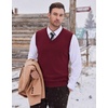 COOFANDY Men’s Sweater Vest Wool Blended Casual Sleeveless Knit Pullover(Burgundy)