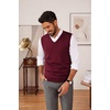 COOFANDY Men’s Sweater Vest Wool Blended Casual Sleeveless Knit Pullover(Burgundy)