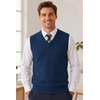 COOFANDY Men’s Sweater Vest Wool Blended Casual Sleeveless Knit Pullover(Dark Blue)