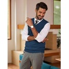 COOFANDY Men’s Sweater Vest Wool Blended Casual Sleeveless Knit Pullover(Dark Blue)