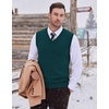 COOFANDY Men’s Sweater Vest Wool Blended Casual Sleeveless Knit Pullover(Dark Green)
