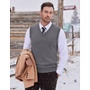 COOFANDY Men’s Sweater Vest Wool Blended Casual Sleeveless Knit Pullover(Grey)