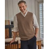 COOFANDY Men’s Sweater Vest Wool Blended Casual Sleeveless Knit Pullover(Light Brown)