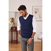COOFANDY Men’s Sweater Vest Wool Blended Casual Sleeveless Knit Pullover(Navy Blue)