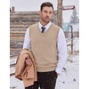 COOFANDY Men’s Sweater Vest Wool Blended Casual Sleeveless Knit Pullover(Oatmeal)