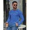 COOFANDY Men’s T Shirts Long Sleeve Cotton Blend T-Shirts Crew Neck Soft Casual Basic Tee Shirts(Blue)