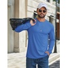 COOFANDY Men’s T Shirts Long Sleeve Cotton Blend T-Shirts Crew Neck Soft Casual Basic Tee Shirts(Blue)