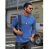 COOFANDY Men’s T Shirts Long Sleeve Cotton Blend T-Shirts Crew Neck Soft Casual Basic Tee Shirts(Blue)