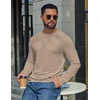 COOFANDY Men’s T Shirts Long Sleeve Cotton Blend T-Shirts Crew Neck Soft Casual Basic Tee Shirts(Khaki)