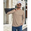 COOFANDY Men’s T Shirts Long Sleeve Cotton Blend T-Shirts Crew Neck Soft Casual Basic Tee Shirts(Khaki)