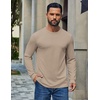 COOFANDY Men’s T Shirts Long Sleeve Cotton Blend T-Shirts Crew Neck Soft Casual Basic Tee Shirts(Khaki)