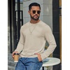 COOFANDY Men’s T Shirts Long Sleeve Cotton Blend T-Shirts Crew Neck Soft Casual Basic Tee Shirts(Moon Khaki)