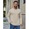 COOFANDY Men’s T Shirts Long Sleeve Cotton Blend T-Shirts Crew Neck Soft Casual Basic Tee Shirts(Moon Khaki)