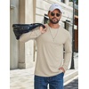 COOFANDY Men’s T Shirts Long Sleeve Cotton Blend T-Shirts Crew Neck Soft Casual Basic Tee Shirts(Moon Khaki)