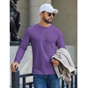 COOFANDY Men’s T Shirts Long Sleeve Cotton Blend T-Shirts Crew Neck Soft Casual Basic Tee Shirts(Purple)
