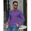 COOFANDY Men’s T Shirts Long Sleeve Cotton Blend T-Shirts Crew Neck Soft Casual Basic Tee Shirts(Purple)