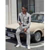 COOFANDY Men’s Tracksuits 2 Piece Jogging Athletic Sweatsuits Full Zip Set(Light Grey+navy Blue)