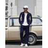 COOFANDY Men’s Tracksuits 2 Piece Jogging Athletic Sweatsuits Full Zip Set(Navy Blue+light Grey)