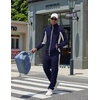 COOFANDY Men’s Tracksuits 2 Piece Jogging Athletic Sweatsuits Full Zip Set(Navy Blue+light Grey)