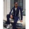 COOFANDY Men’s Tracksuits 2 Piece Jogging Athletic Sweatsuits Full Zip Set(Navy Blue+light Grey)