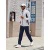 COOFANDY Men’s Tracksuits 2 Piece Jogging Athletic Sweatsuits Full Zip Set(White+navy Blue)