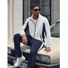 COOFANDY Men’s Tracksuits 2 Piece Jogging Athletic Sweatsuits Full Zip Set(White+navy Blue)