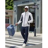 COOFANDY Men’s Tracksuits 2 Piece Jogging Athletic Sweatsuits Full Zip Set(White+navy Blue)