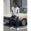 COOFANDY Men’s Tracksuits 2 Piece Jogging Athletic Sweatsuits Full Zip Set(White+navy Blue)