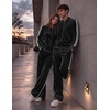 COOFANDY Mens Velour Tracksuit 2 Piece Set Sweatsuits Velvet Jogging Suits(Black)