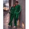 COOFANDY Mens Velour Tracksuit 2 Piece Set Sweatsuits Velvet Jogging Suits(Lake Green)