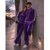 COOFANDY Mens Velour Tracksuit 2 Piece Set Sweatsuits Velvet Jogging Suits(Purple)