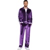 COOFANDY Mens Velour Tracksuit 2 Piece Set Velvet Track Suits for Party(Light Purple)
