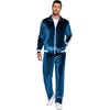 COOFANDY Mens Velour Tracksuit 2 Piece Set Velvet Track Suits for Party(Royal Blue)