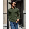 COOFANDY Mens Waffle Knit Polo Shirts Casual Long Sleeve Polo Shirt(Army Green)