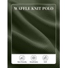 COOFANDY Mens Waffle Knit Polo Shirts Casual Long Sleeve Polo Shirt(Army Green)