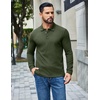 COOFANDY Mens Waffle Knit Polo Shirts Casual Long Sleeve Polo Shirt(Army Green)