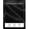 COOFANDY Mens Waffle Knit Polo Shirts Casual Long Sleeve Polo Shirt(Black)