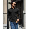 COOFANDY Mens Waffle Knit Polo Shirts Casual Long Sleeve Polo Shirt(Black)