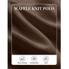 COOFANDY Mens Waffle Knit Polo Shirts Casual Long Sleeve Polo Shirt(Brown)