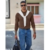 COOFANDY Mens Waffle Knit Polo Shirts Casual Long Sleeve Polo Shirt(Brown)